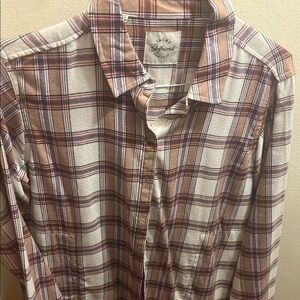 Women’s Plaid Shirt - Brown and White